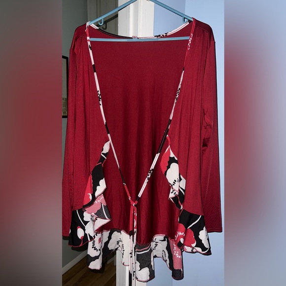 Rose-gal Red Floral Top - Picture 1 of 4